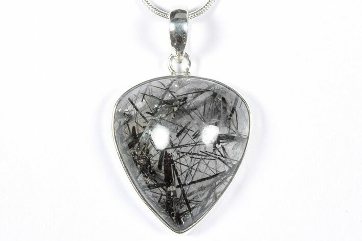 Glassy Tourmalinated Quartz Pendant - Sterling Silver #354019